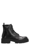Prada Leather Lace-up Boots In Black