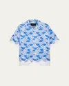 Prada Mens Light Blue Graphic-print Short-sleeve Cotton Shirt Xl In Blue