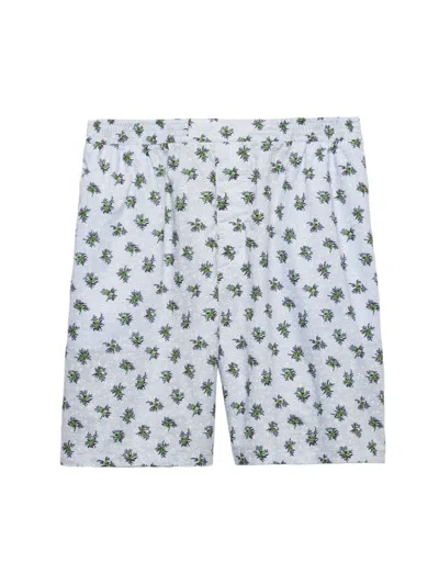 Prada Men's Printed Cotton Bermudas In Blue Green