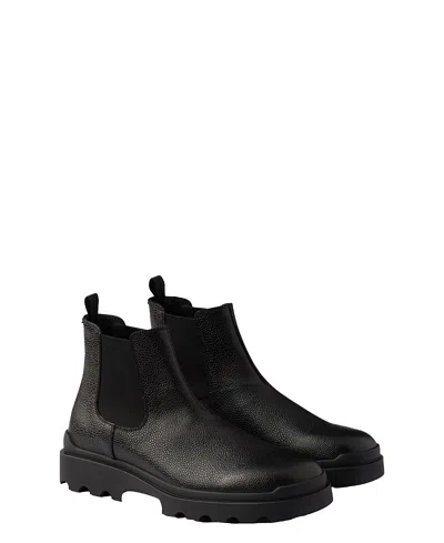 Prada Men's Printed Leather Chelsea Boots In Black