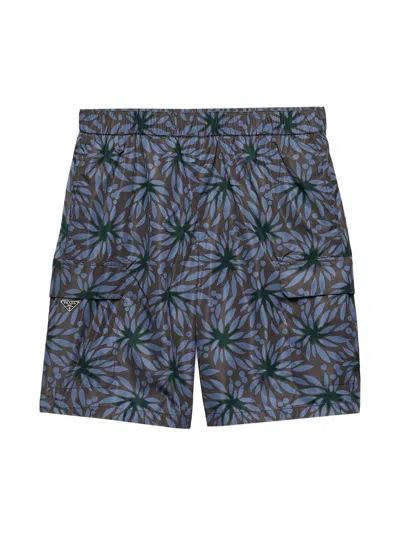 Prada Men's Printed Re-nylon Swim Trunks In Multi