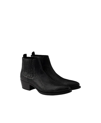 Prada Men's Python Leather Chelsea Boots In Black