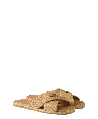 Prada Men's Raffia Sandals In Neutral