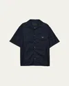 Prada Men's Raw Denim Pocket Short-sleeve Shirt In Animal Print
