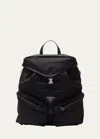 PRADA MEN'S RE-NYLON AND LEATHER BACKPACK