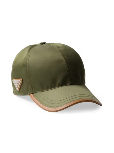 Prada Re-nylon And Leather Baseball Cap In Green