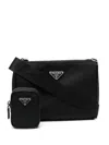Prada Mens Black Re-nylon Leather And Recycled-nylon Shoulder Bag In Black