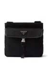 Prada Men Re-nylon And Saffiano Leather Shoulder Bag In Black
