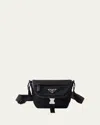 Prada Womens Black Re-nylon Brand-plaque Leather And Nylon Shoulder Bag In Nero