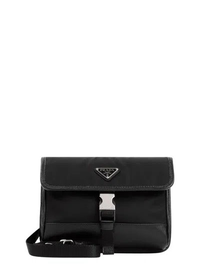 Prada Men's Re-nylon And Saffiano Phone Holder In Black