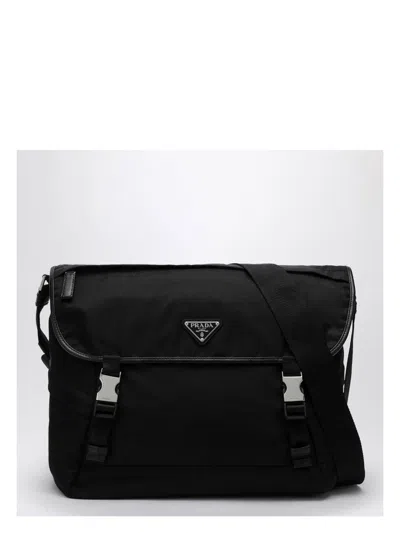 Prada Men's Re-nylon And Saffiano Shoulder Bag In Black