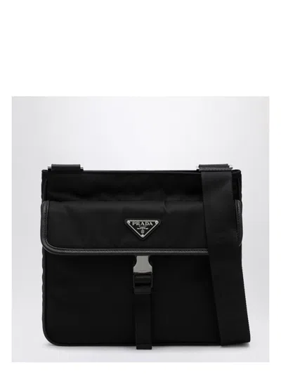Prada Re-nylon And Saffiano Leather Shoulder Bag In Black