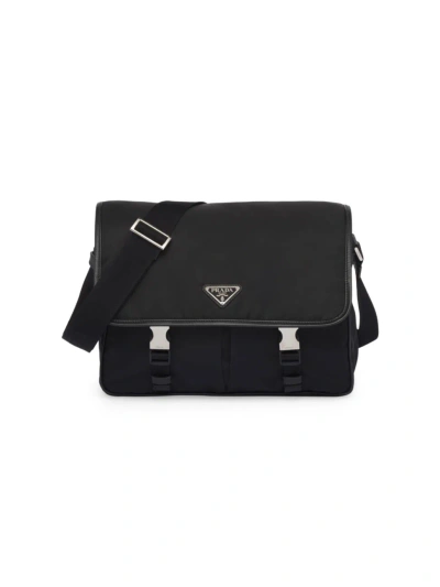 Prada Black Shoulder Bag In Re-nylon And Saffiano Leather