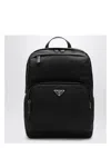 Prada Re-nylon Triangle Logo Backpack In Black