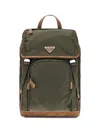 Prada Nylon Backpack With Adjustable Shoulder Straps In Green