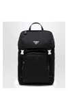 Prada Men's Re-nylon Backpack With Snap Fastener In Black