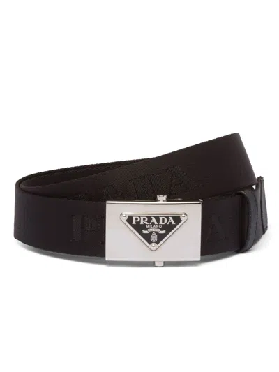 Prada Saffiano Leather Belt In Black