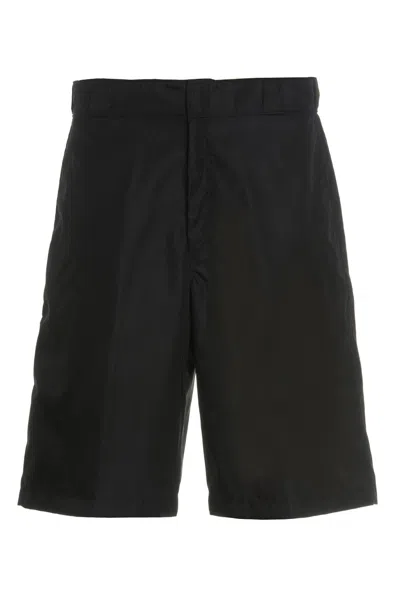 Prada Men Re-nylon Bermuda Shorts In Black