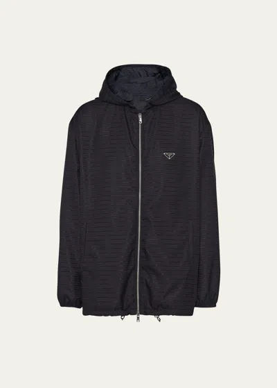 Prada Men's Re-nylon Blouson Jacket In Nero