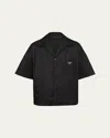 Prada Short Sleeve Collared Jacket Front Pocket In Black