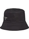 Prada Recycled Polyamide Bucket Hat For Men In Black