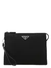 Prada Rectangular Re-nylon Clutch With Detachable Wrist Handle