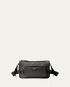 Prada Men's Re-nylon Crossbody Bag In Gray
