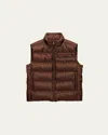 Prada Mens Brown Re-nylon Quilted Woven Gilet In Brown