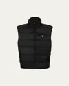 Prada Triangle Logo Zip-up Padded Vest In Nero