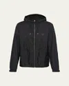 Prada Triangle Logo Zip-up Jacket In Black