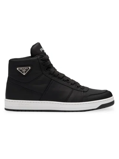 Prada Men's Re-nylon Gabardine High Top Sneakers In Black