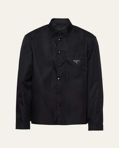 Prada Men's Re-nylon Gabardine Overshirt In Nero