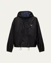 Prada Re-nylon Hooded Jacket In F0d9m Nero Blu