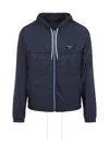 Prada Waterproof Hooded Jacket In Blue