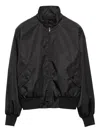 Prada Low-shoulder-sleeve Zip-front Jacket In Black