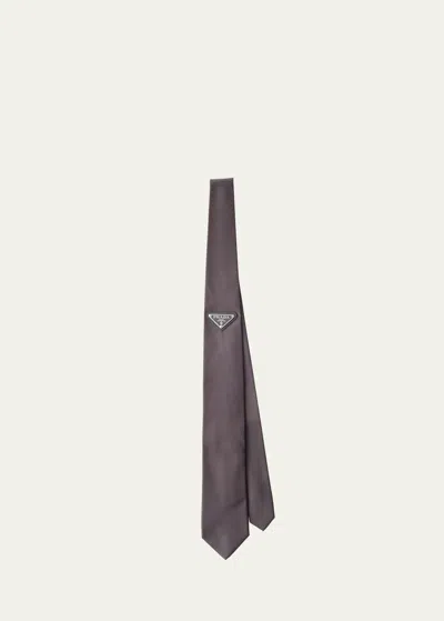 Prada Men's Re-nylon Logo Tie In F0d65 Ferro