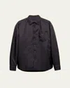 Prada Nylon Shirt With Long Sleeves And Single Chest Pocket In Black