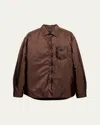 Prada Men's Re-nylon Padded Button-down Shirt In Brown