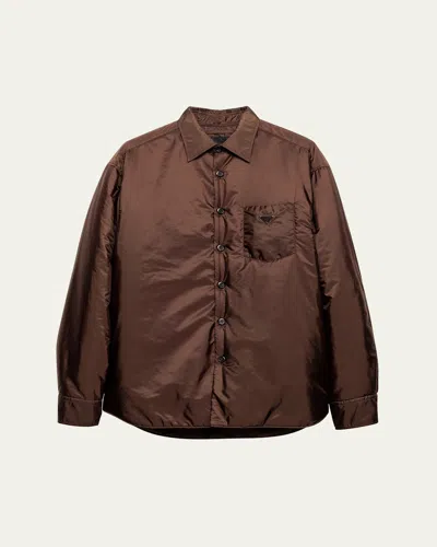 PRADA MEN'S RE-NYLON PADDED BUTTON-DOWN SHIRT
