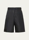 Prada Men's Re-nylon Printed Bermuda Shorts In Nero