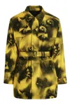 Prada Belted Nylon Parka With Collared Neck In Yellow