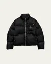 Prada Cropped Triangle-logo Padded Jacket In Nero