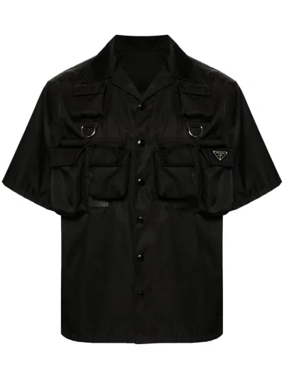 Prada Men Re-nylon Short Sleeves Shirt In Multicolor