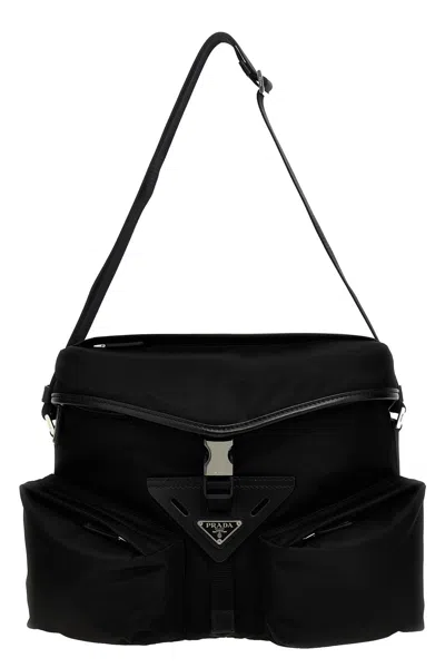 Prada Men Re-nylon Shoulder Strap In Black