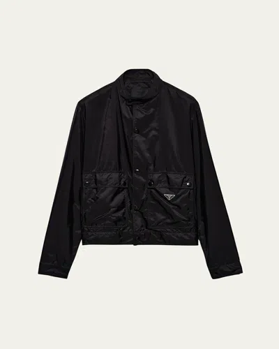 PRADA MEN'S RE-NYLON SNAP-FRONT JACKET