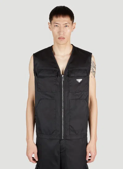 Prada Men Re-nylon Utility Gilet In Black