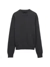 Prada Cashmere Blend Crew Neck Knit Sweater In Black
