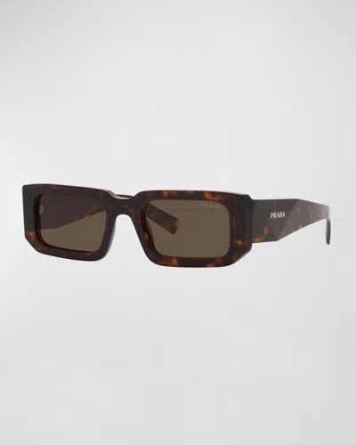 Prada Men's Rectangle Acetate Sunglasses In One Colour Option