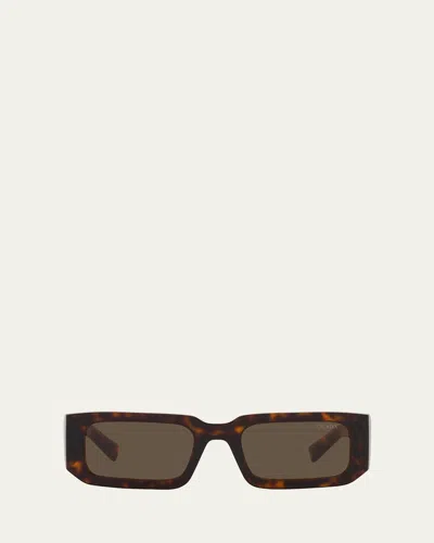 Prada Womens Brown Pr 06ys Rectangle-frame Acetate Sunglasses