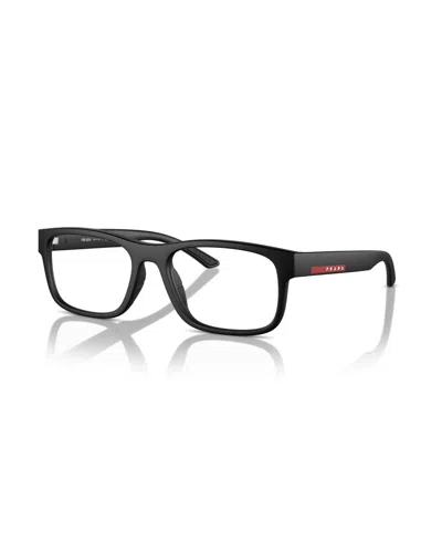 Prada Men's Rectangle Eyeglasses, Ps 04qv In Black Rubbered